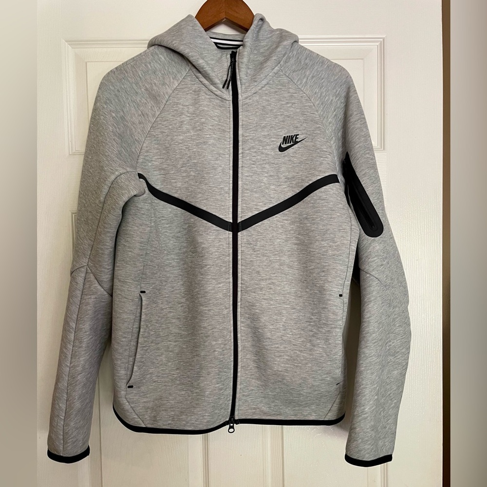 Nike Tech Windrunner Hooded Fleece Jacket - Men’s Heather Gray and Black Jacket